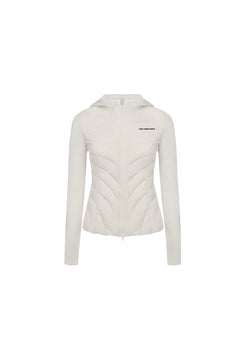 Apricot Patchwork Hooded Short Down Jacket - ANN ANDELMAN