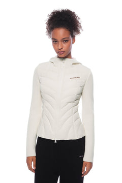 Apricot Patchwork Hooded Short Down Jacket - ANN ANDELMAN