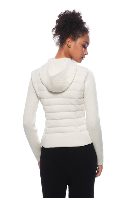 Apricot Patchwork Hooded Short Down Jacket - ANN ANDELMAN