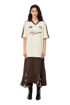 Apricot Patchwork Printed Polo T-Shirt - ANN ANDELMAN