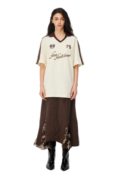 Apricot Patchwork Printed Polo T-Shirt - ANN ANDELMAN