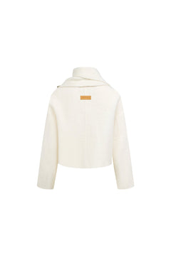 Apricot Scarf-derail Double-faced Wool Short Coat - ANN ANDELMAN