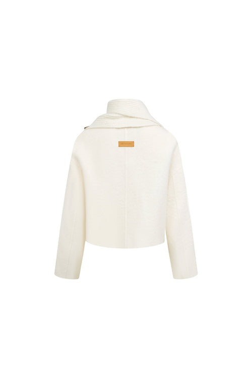 Apricot Scarf-derail Double-faced Wool Short Coat - ANN ANDELMAN