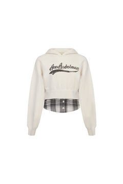 Apricot Short Faux Two - Piece Knitted Hooded Sweatshirt - ANN ANDELMAN