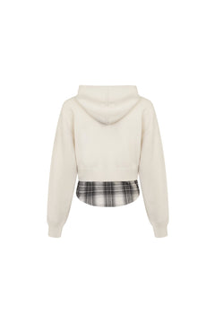 Apricot Short Faux Two - Piece Knitted Hooded Sweatshirt - ANN ANDELMAN