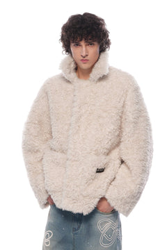 Apricot Stand - up Collar Fleece Jacket - ANN ANDELMAN