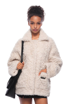 Apricot Stand - up Collar Fleece Jacket - ANN ANDELMAN