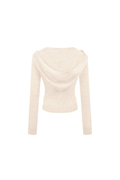 Apricot Turtleneck Hooded Knit Top - ANN ANDELMAN