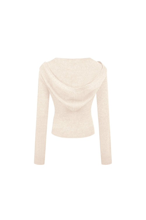 Apricot Turtleneck Hooded Knit Top - ANN ANDELMAN