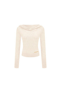 Apricot Turtleneck Hooded Knit Top - ANN ANDELMAN
