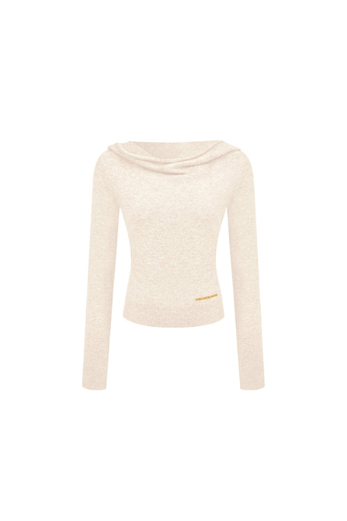 Apricot Turtleneck Hooded Knit Top - ANN ANDELMAN
