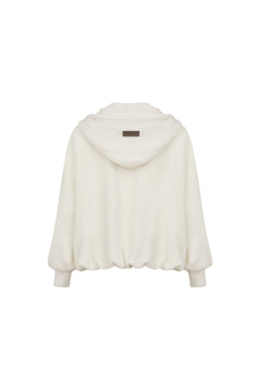 Apricot Wool Hooded Zip-up Jacket - ANN ANDELMAN