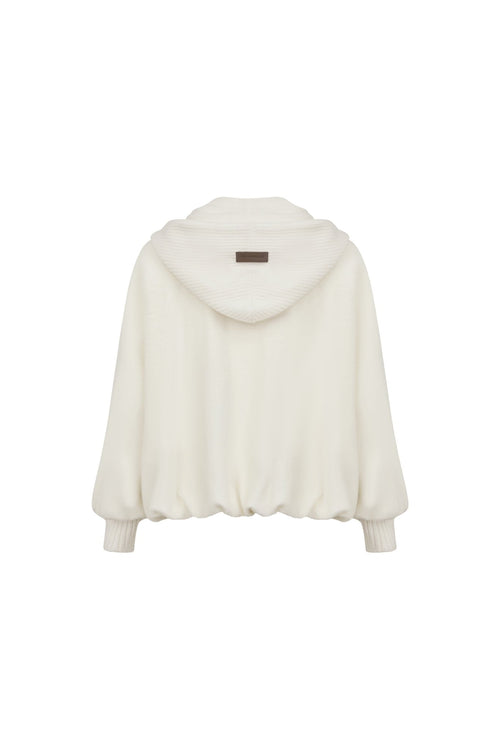 Apricot Wool Hooded Zip-up Jacket - ANN ANDELMAN