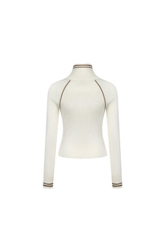 Apricot Zip - up Knitted Cardigan - ANN ANDELMAN