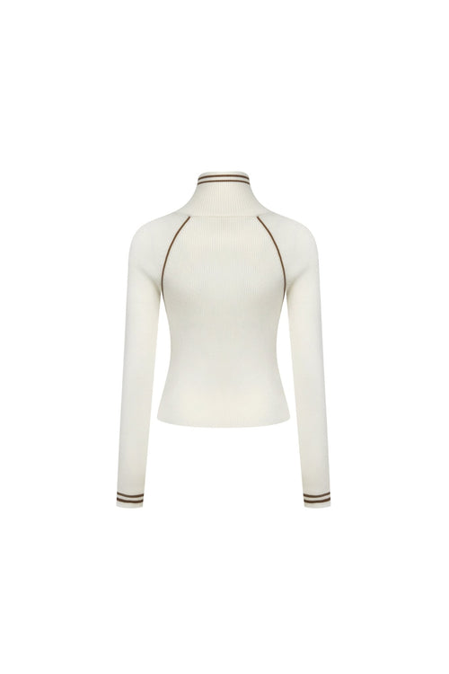 Apricot Zip - up Knitted Cardigan - ANN ANDELMAN