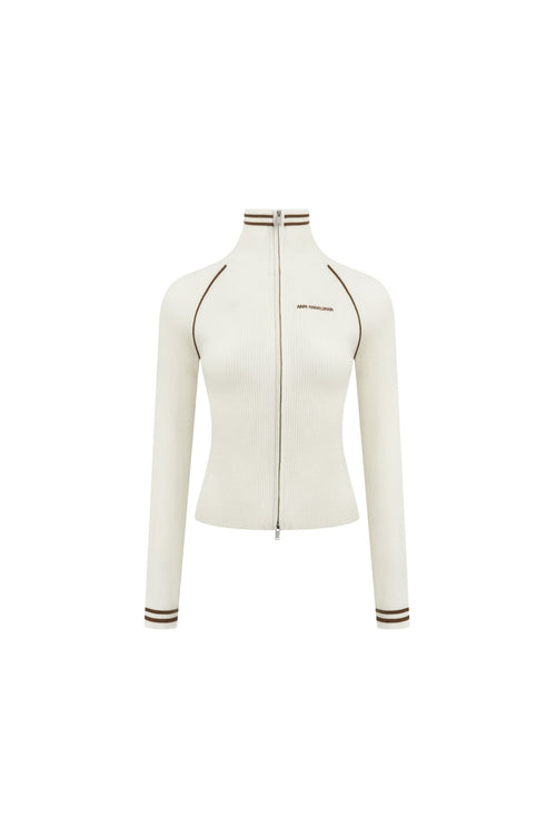 Apricot Zip - up Knitted Cardigan - ANN ANDELMAN