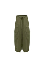 Army Green Washed Cotton Folded Work Pants - ANN ANDELMAN