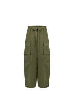 Army Green Washed Cotton Folded Work Pants - ANN ANDELMAN