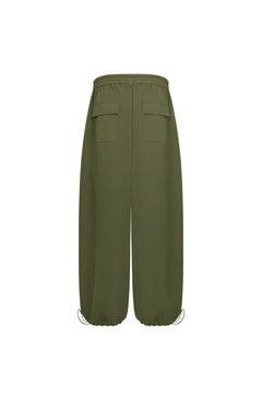 Army Green Washed Cotton Folded Work Pants - ANN ANDELMAN