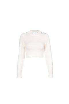 Beige Cropped Wool Pullover - ANN ANDELMAN