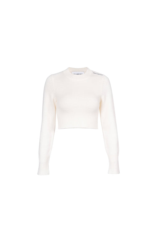 Beige Cropped Wool Pullover - ANN ANDELMAN