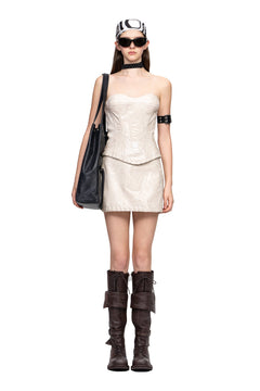 Beige Fishbone Slim - Fit Tube Tops - ANN ANDELMAN