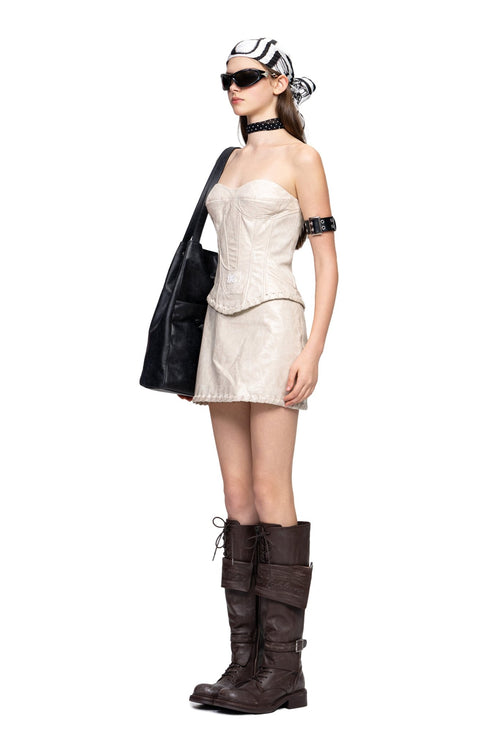 Beige Fishbone Slim - Fit Tube Tops - ANN ANDELMAN