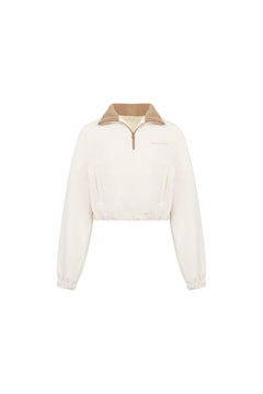 Beige Fleece Cropped Sweatshirt - ANN ANDELMAN