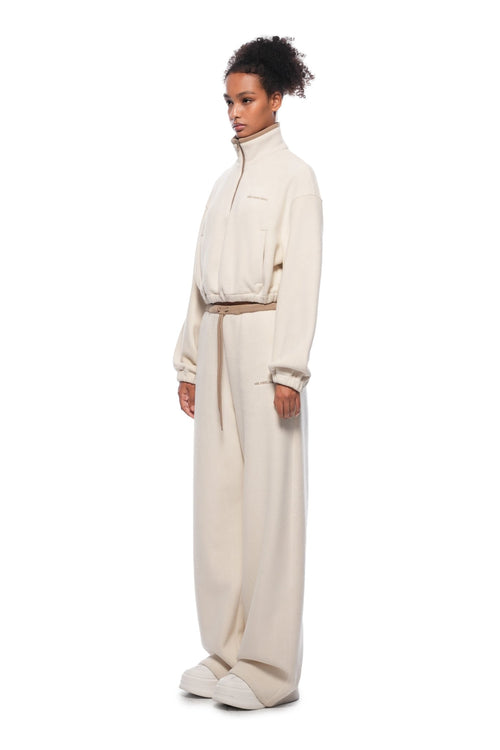 Beige Fleece Wide - leg Pants - ANN ANDELMAN