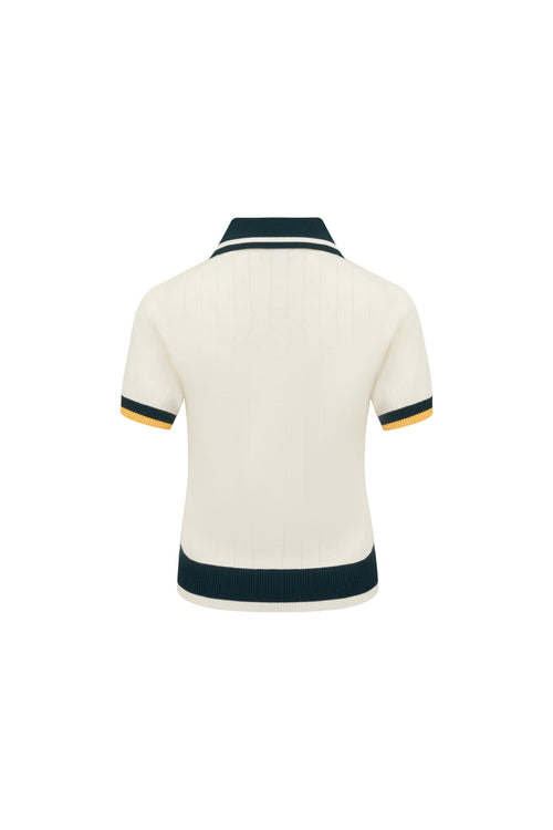 Beige Knitted Polo Shirt - ANN ANDELMAN