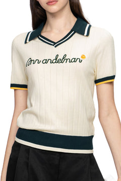 Beige Knitted Polo Shirt - ANN ANDELMAN