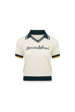 Beige Knitted Polo Shirt - ANN ANDELMAN