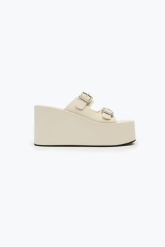 Beige Square - buckle Platform Sandal - ANN ANDELMAN