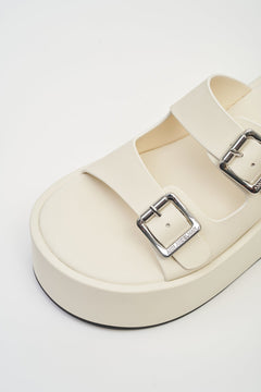 Beige Square - buckle Platform Sandal - ANN ANDELMAN