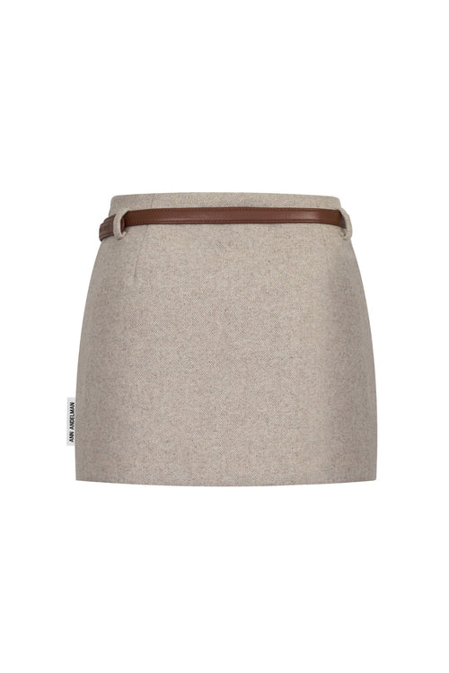 Beige Straight - leg Skirt With Belt - ANN ANDELMAN