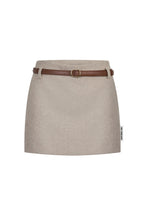 Beige Straight - leg Skirt With Belt - ANN ANDELMAN