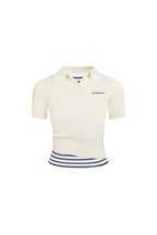 Beige Striped Faux Two - piece POLO - ANN ANDELMAN