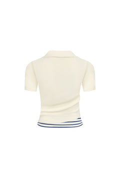 Beige Striped Faux Two - piece POLO - ANN ANDELMAN