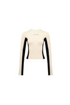 Beige Two - tone High - neck Slim Top - ANN ANDELMAN