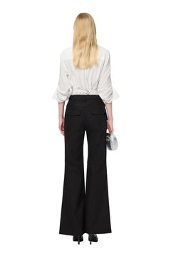 Black 3D Hollow - pocket Cargo Flared Pants - ANN ANDELMAN