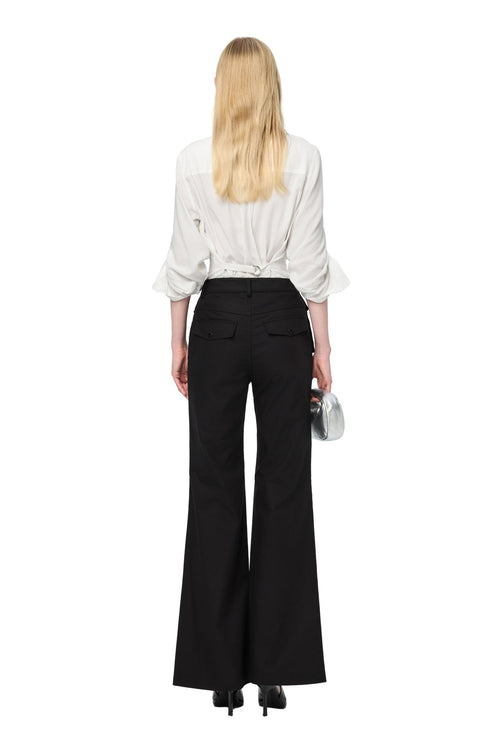 Black 3D Hollow - pocket Cargo Flared Pants - ANN ANDELMAN