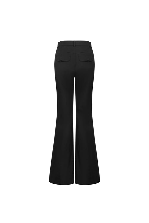 Black 3D Hollow - pocket Cargo Flared Pants - ANN ANDELMAN