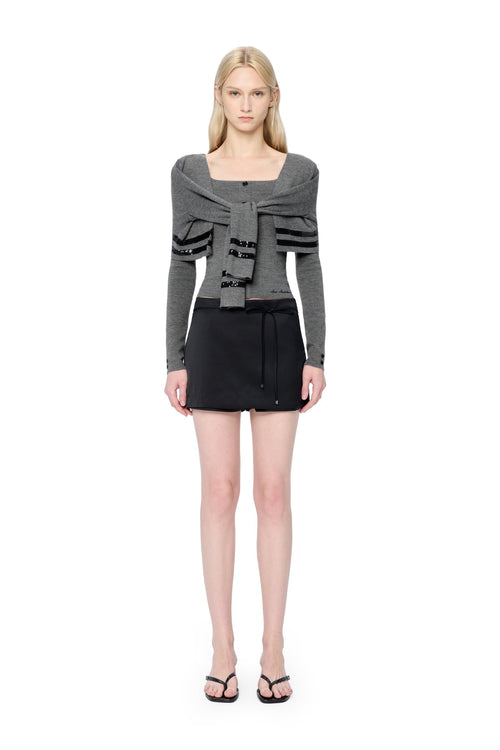 Black Acetate Bow Skort - ANN ANDELMAN