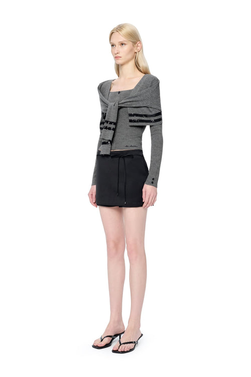 Black Acetate Bow Skort - ANN ANDELMAN