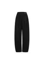 Black Acetate Embroidered Curved Trousers - ANN ANDELMAN