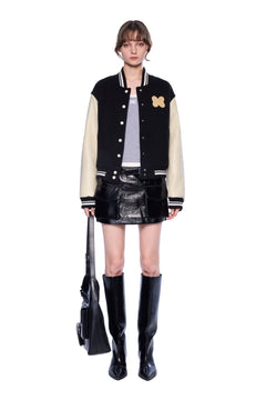 Black American - style Quilted Baseball Jacket - ANN ANDELMAN