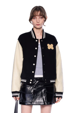 Black American - style Quilted Baseball Jacket - ANN ANDELMAN