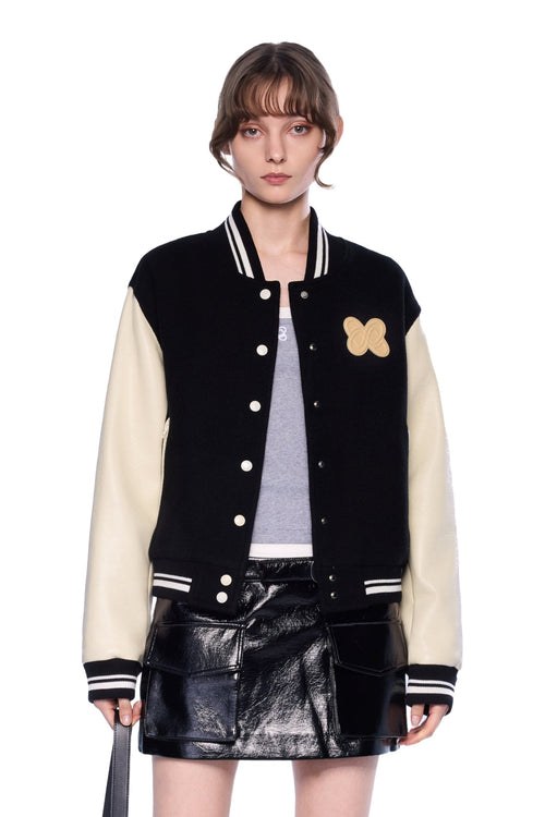 Black American - style Quilted Baseball Jacket - ANN ANDELMAN