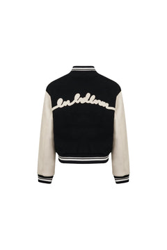 Black American - style Quilted Baseball Jacket - ANN ANDELMAN