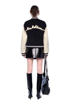 Black American - style Quilted Baseball Jacket - ANN ANDELMAN